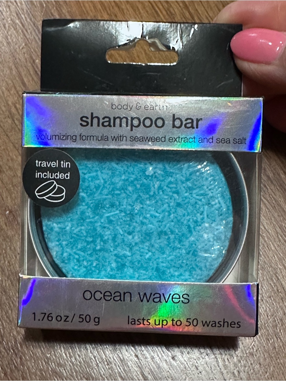 Body & Earth Ocean Waves Blue Shampoo Bar – Volumizing Travel Tin Included NEW